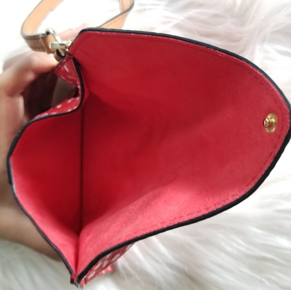 DVF Red and Pink Polka Dot Leather Envelope Wristlet - Picture 11 of 15